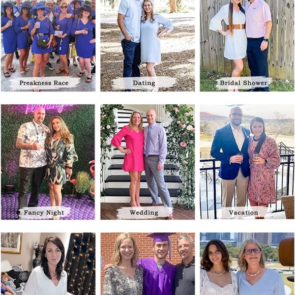 (1734) BELONGSCI Women Dress V-Neck Self Tie 3/4 Sleeve Casual Loose Shift Mini - Picture 5 of 6